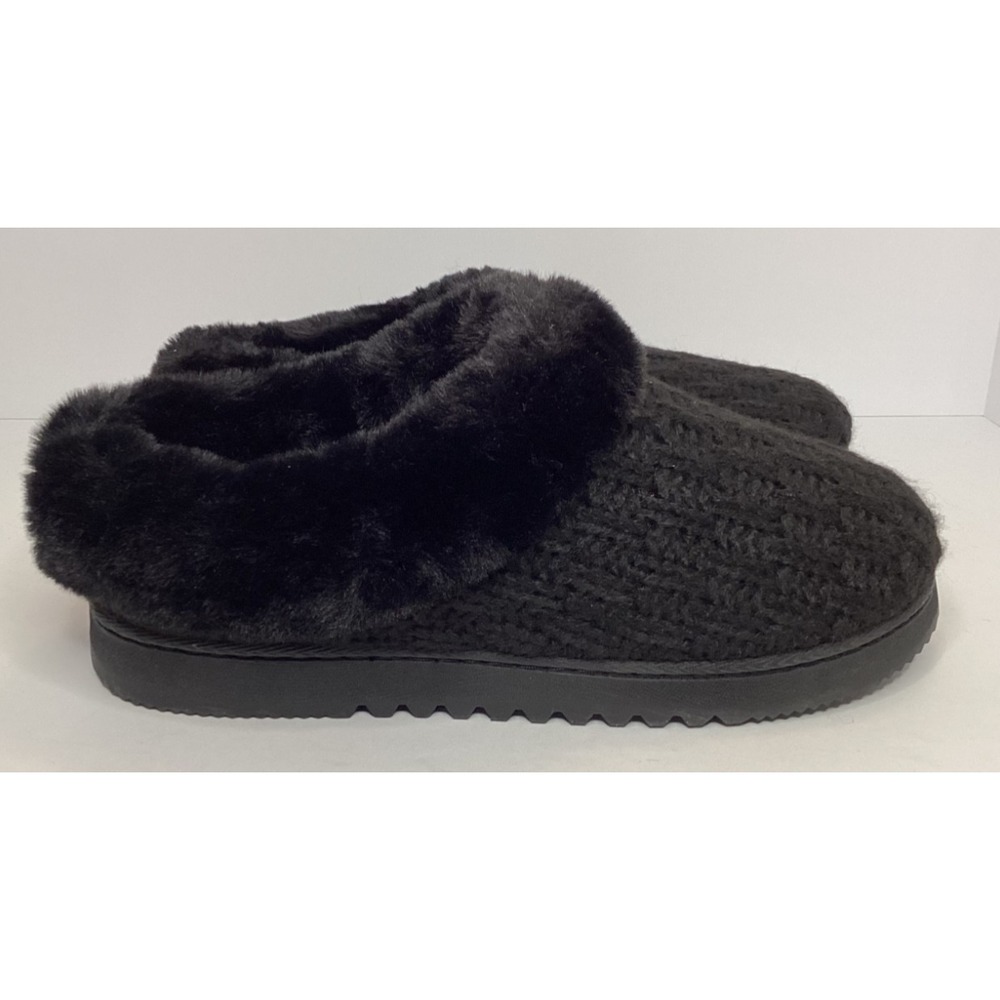 Dearfoam Comfy Memory Foam Knit Slippers Womens Size Medium 7-8  Black New